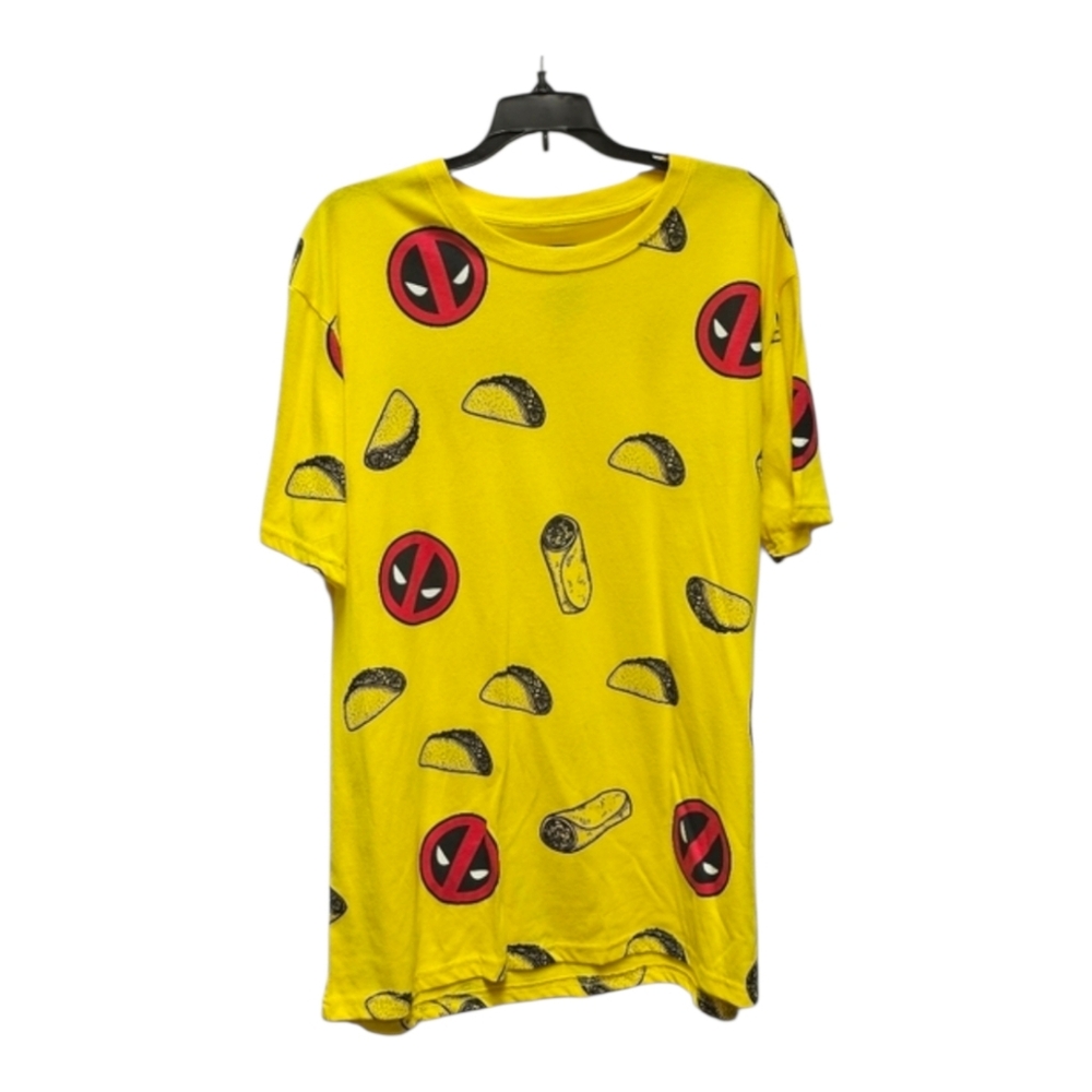 Marvel Deadpool Taco Full Coverage Yellow Graphic T-Shirt Size XL